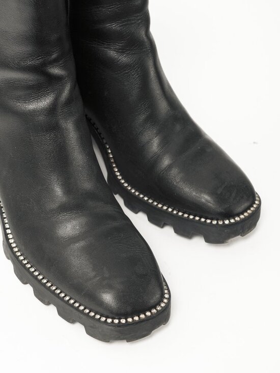 Jimmy Choo Mava 35 Black Smooth Leather Crystal-Trim Ankle Boots - Picture 6 of 11